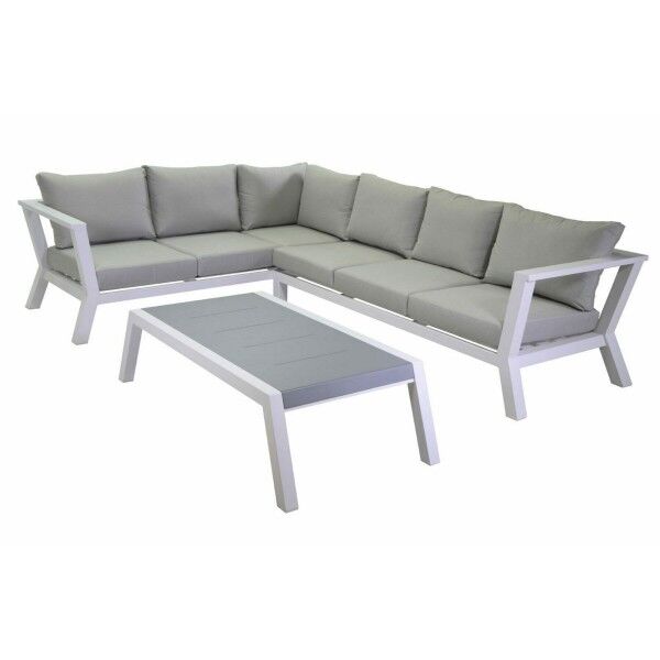 Salotto. Divano angolare 3+2 e tavolo. Bianco E Grigio. S6459550000