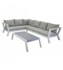 Salotto. Divano angolare 3+2 e tavolo. Bianco E Grigio. S6459550000