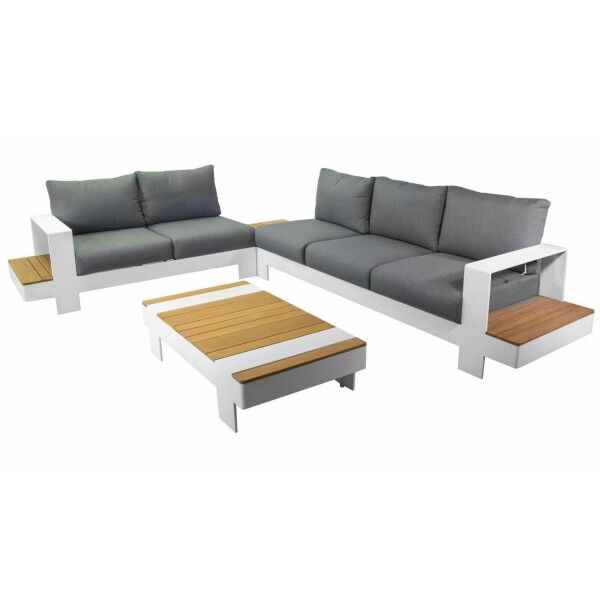 Salotto. Divano angolare 3+2 e tavolo. Bianco E Beige. S6461440000