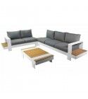 Salotto. Divano angolare 3+2 e tavolo. Bianco E Beige. S6461440000