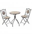 Tavolino tondo e 2 sedie decorati con stampa. S6452220000
