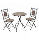 Tavolino circolare e 2 sedie decorati con stampa. S6452260000