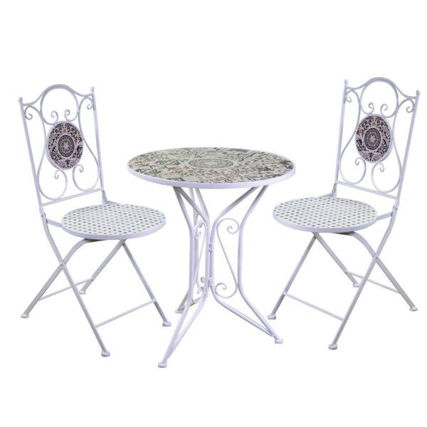 Tavolino circolare decorato con stampa e 2 sedie. Nero. S6462010000 - Stark s.r.l.