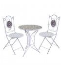 Tavolino circolare decorato con stampa e 2 sedie. Nero. S6462010000