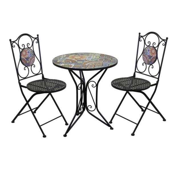 Tavolino tondo decorato con stampa floreale e 2 sedie. S6462020000 - Stark s.r.l.