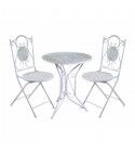 Tavolino circolare decorato con stampa e 2 sedie. S6462030000