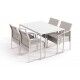 Tavolo 120x80 cm con top in vetro e 4 poltrone. SS1304593