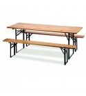 Tavolo 220x70 cm e 2 panche in ferro e legno pieghevoli. SS1011600