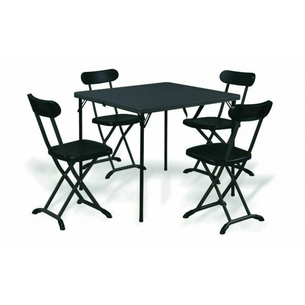 Tavolo quadrato 86x86cm e 4 sedie pieghevoli. Antracite. SS1815086 - Stark s.r.l.