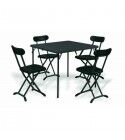 Tavolo quadrato 86x86cm e 4 sedie pieghevoli. Antracite. SS1815086