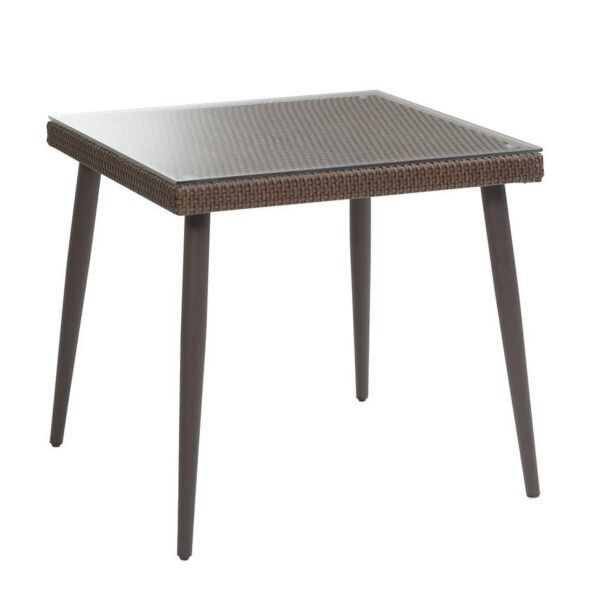 Tavolo quadrato 90x90cm 2 posti e top in vetro. Noce. S6435450000