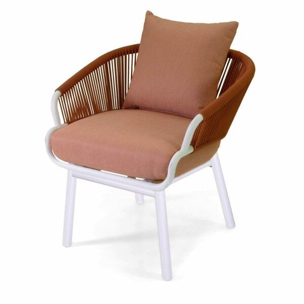 Poltrona con braccioli corda e cuscino. Corallo. S6465120000