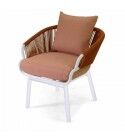 Poltrona con braccioli corda e cuscino. Corallo. S6465120000