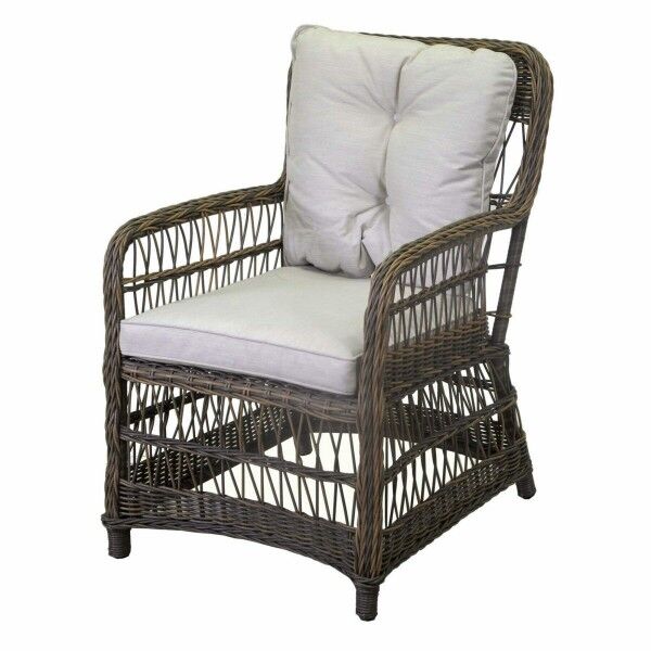 Poltrona con braccioli e cuscino. Polyrattan E Grigio. S6460640000