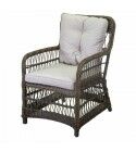Poltrona con braccioli e cuscino. Polyrattan E Grigio. S6460640000