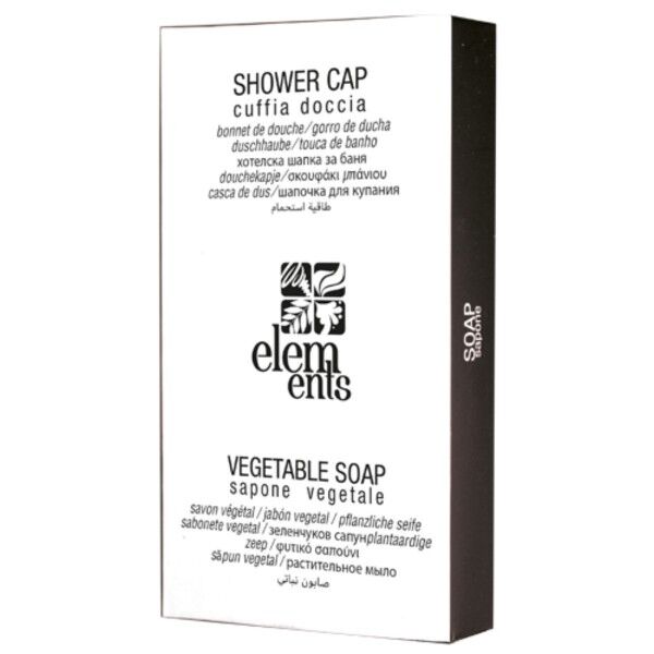 Kit doccia cuffia e sapone in astuccio - Linea Elements