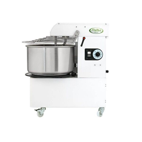 Impastatrice Trifase professionale a spirale da 42 kg con testa sollevabile, vasca estraibile. FIA50T - Fama industrie