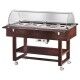 Bain-marie display cart with plexiglass dome and wooden frame. - Forcar Multiservice