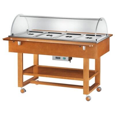 Carrello espositore bagnomaria con cupola in plexiglass. ELC2832 - Forcar Multiservice
