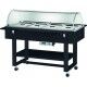 Bain-marie display cart with plexiglass dome and wooden frame. - Forcar Multiservice