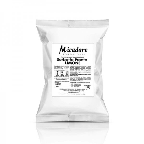 Sorbetto pronto al limone per sorbettiera. Senza Glutine. Busta da 1 Kg - Micadore