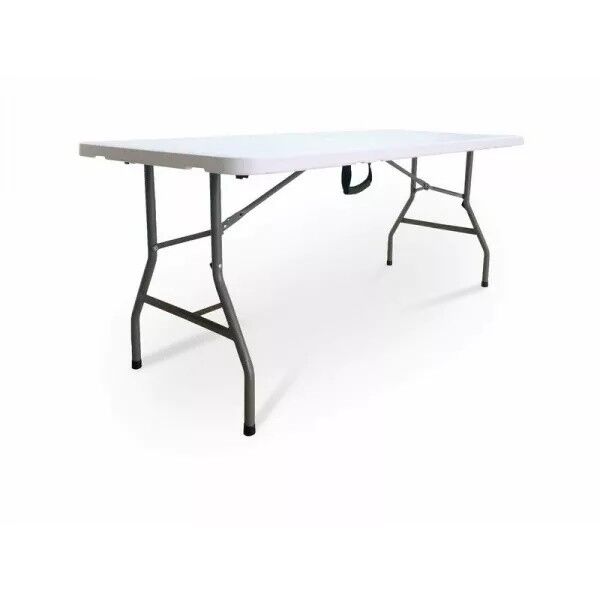 Tavolo 180x74 cm in HDPE e acciaio pieghevole. Bianco. ST1714183 - Stark s.r.l.