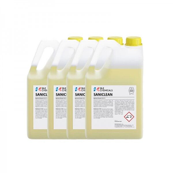 Detergente igienizzante professionale per superfici ed attrezzature. 4 Taniche da 5 Kg. SANICLEAN