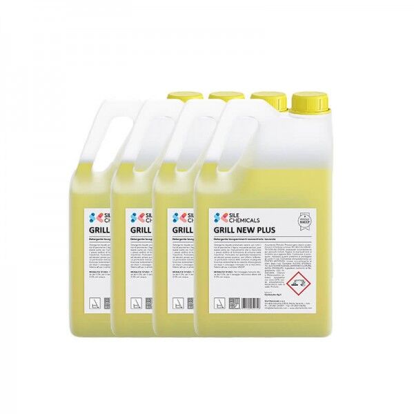 Sgrassatore professionale per la pulizia di forni, cappe, grill e piastre di cottura. 4 Taniche da 5 Kg. GRILL NEW PLUS - Sil...
