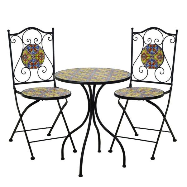 Tavolino tondo e 2 sedie decorati con stampa floreale. S6461550000 - Stark s.r.l.