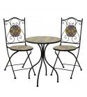 Tavolino tondo e 2 sedie decorati con stampa floreale. S6461550000