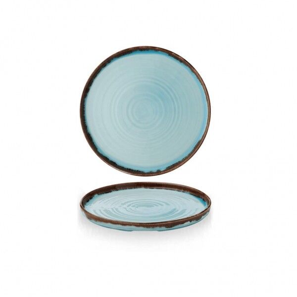 Piatto Piano Walled 26 cm Harvest Turquoise Dudson per ristoranti - Imballo 6 pz