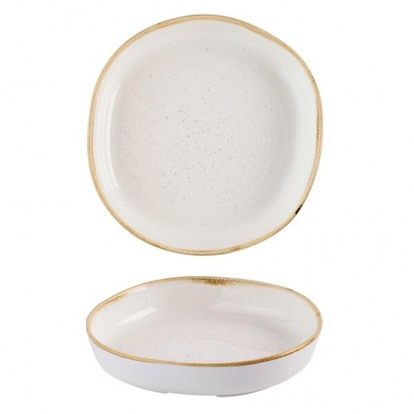 Piatto Fondo Walled Organic 23 cm Barley White Stonecast per ristoranti - Imballo 6 pz