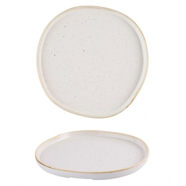 Piatto Piano Walled Organic 25.5 cm Barley White Stonecast Churchill per ristoranti - Imballo 6 pz