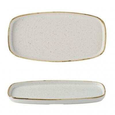 Piatto Rettangolare Walled 35.5x19 cm Stonecast Barley White - per ristorazione - Imballo 6 pz