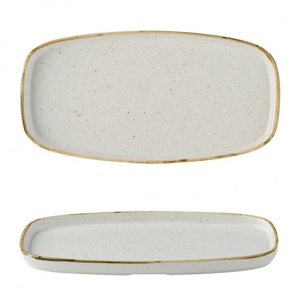 Piatto Rettangolare Walled 35.5x19 cm Stonecast Barley White - per ristorazione - Imballo 6 pz
