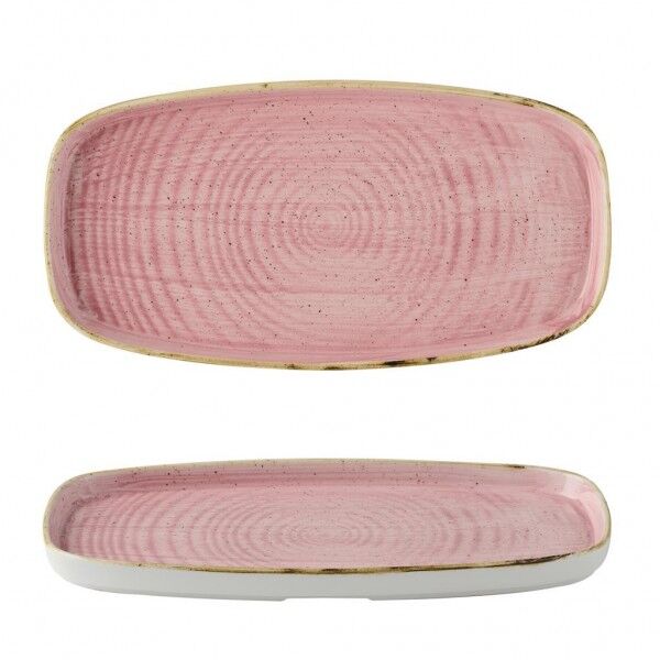 Piatto rettangolare Stonecast Petal Pink Churchill per ristoranti - Imballo 6 pz