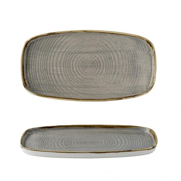 Piatto Rettangolare Walled Stonecast Peppercorn Grey per ristorazione - Imballo 12 pz