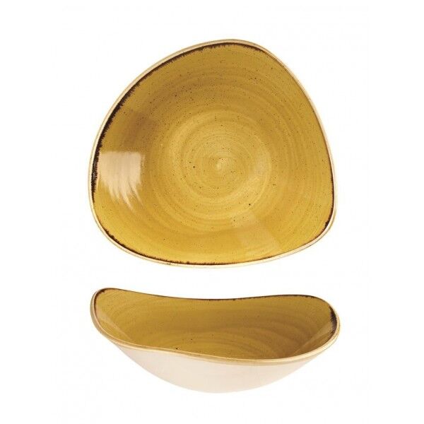 Piatto Fondo Triangolare Stonecast Mustard Yellow per hotel - Imballo 12 pz