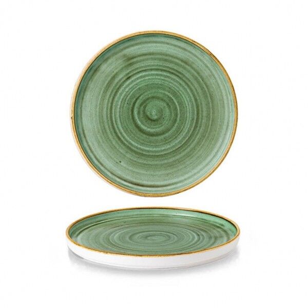 Piatto Piano Walled 26 cm Stonecast Samphire Green - Churchill per ristorazione - Imballo 6 pz