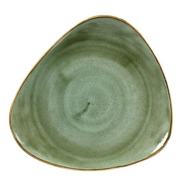 Piatto Piano Triangolare Stonecast Samphire Green per ristoranti e hotel - Imballo 12 pz