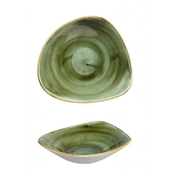 Piatto Fondo Triangolare Stonecast Samphire Green per ristoranti - Imballo 12 pz
