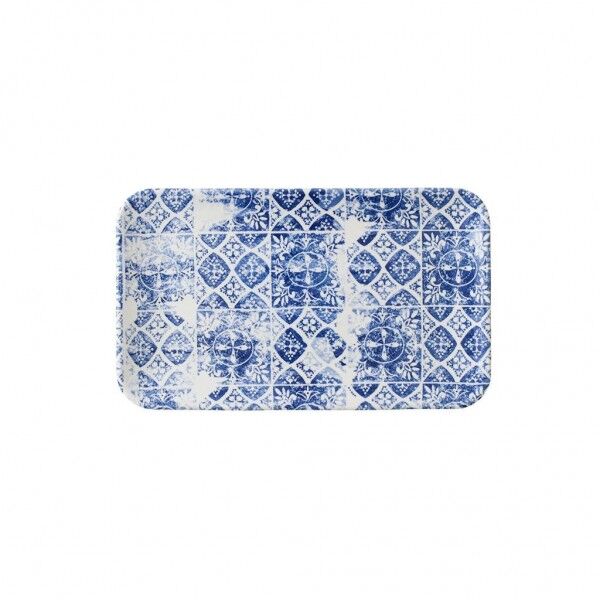 Piatto Rettangolare Organic 27x16 cm Porto Blue Dudson per ristoranti - Imballo 12 pz