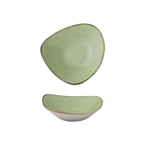 Piatto Fondo Triangolare 18.5 cm Stonecast Sage Green per ristorazione - Imballo 12 pz