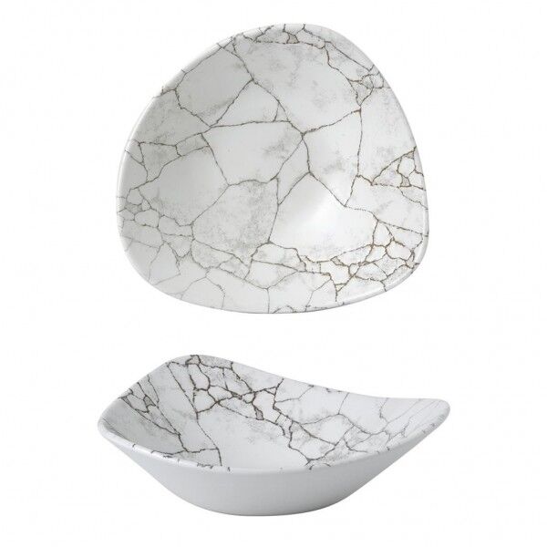 Piatto Fondo Triangolare 23.5 cm Studio Prints Kintsugi Agate Grey - per ristoranti - Imballo 12 pz