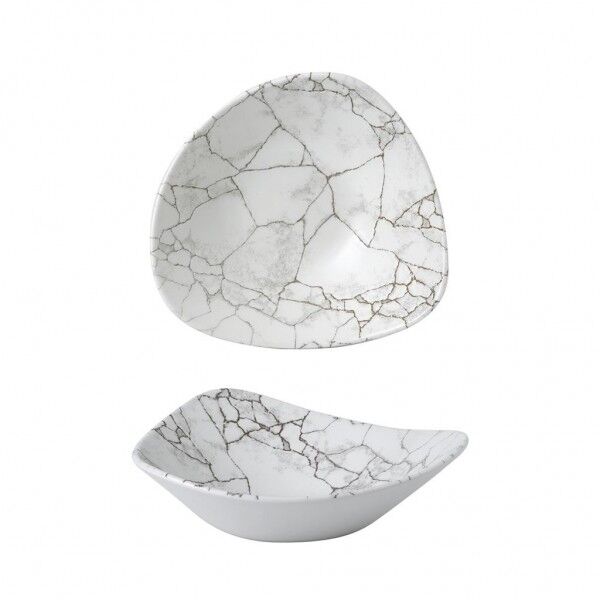 Piatto Fondo Triangolare 18.5 cm Agate Grey Studio Prints Kintsugi - ristorazione - Imballo 12 pz