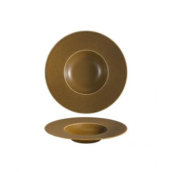 Piatto Gourmet Fondo 18 cm Saturno Grumpy Marrone - Costa Verde per ristoranti - Imballo 4 pz