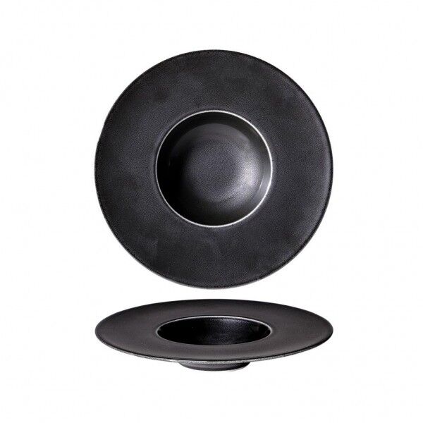 Piatto Gourmet Fondo 18 cm Angry Nero - Costa Verde per ristoranti - Imballo 4 pz