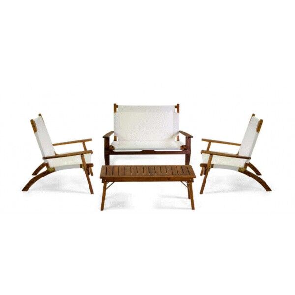 Salotto Giardino DIANE in Legno Acacia Naturale: Set Divano, Poltrone e Tavolo per Esterni Contract - Stark s.r.l.