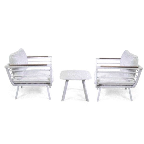 Set Lounge RIVERSIDE Bianco: 2 Poltrone e Tavolino in Alluminio e HPL per Contract - Stark s.r.l.