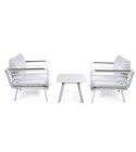 Set Lounge RIVERSIDE Bianco: 2 Poltrone e Tavolino in Alluminio e HPL per Contract